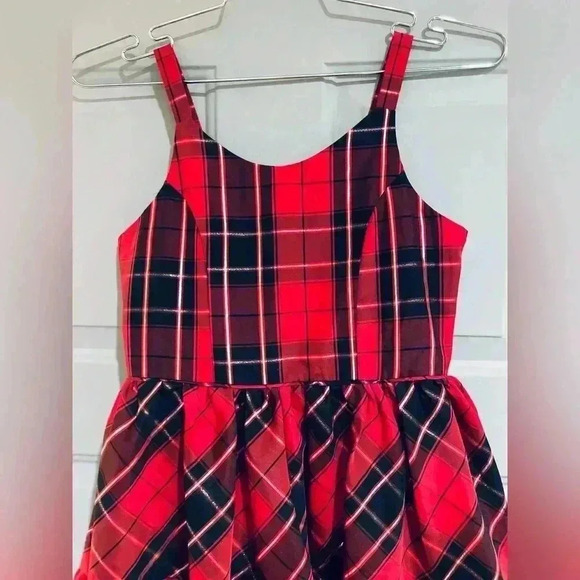 Holiday Red Plaid Dress Bolero Black Velour size 12 - Picture 7 of 7